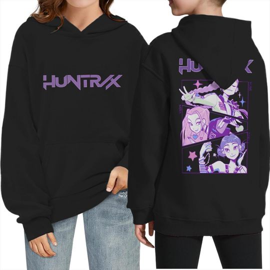 Discover 2025 KPop Kids Demon Hunters Anime Hoodie Alphabet Print Harajuku Hip Hop Oversized Y2K Streetwear Fashion Pullover Sweatshirt