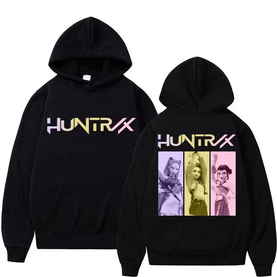 Kpop Anime Demon Hunters Huntrix Girl Hoodies Funny Rumi Zoey Mira Trendy Men Women Long Sleeve Loose Fleece Casual Sweatshirt