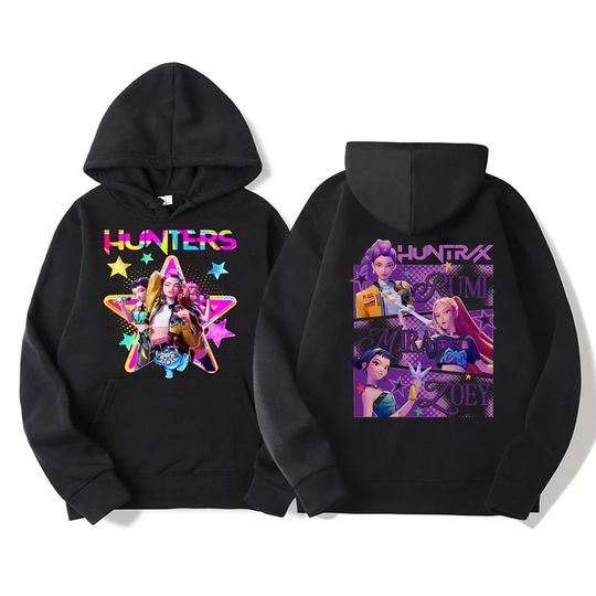 Discover New Kpop Demon Hunters Fanmerch Mira Rumi Zoey Huntrix Hoodie Cartoon Harajuku Pullover Tops Man Woman Sweatshirt