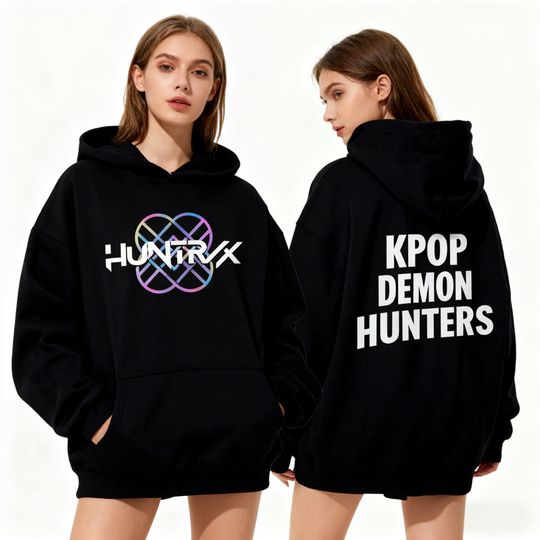 KPop Demon Hunters Huntrix Hoodie Men Women Loose Fleece Movie Graphic Hooded Sweatshirt Pullovers Hoodies Men's Clothing Top