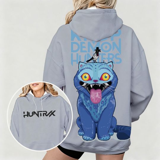 Discover Hot Women's Oversized Hoodie with KPop Demon Hunters Bold Derpy & Bird Graphic Print Dual Side Art Design for Casual Daily Wear