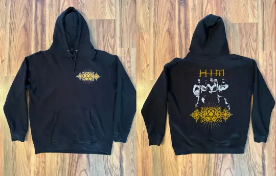 Rare HIM 2000s Band 2 Side Hoodie Black All Size Gift AR467