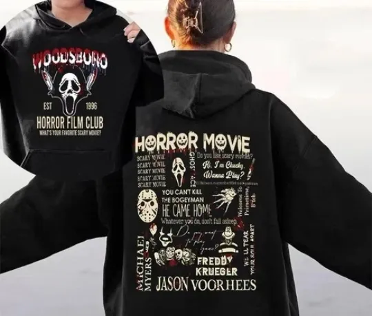 Discover Woodsboro Horror Club 2 side Hoodie, Halloween Shirt, Horror T-Shirt