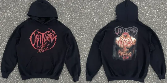 Discover 2 Side Obituary Inked In Blood Band Hoodie Black Unisex Size S-3XL AR1231