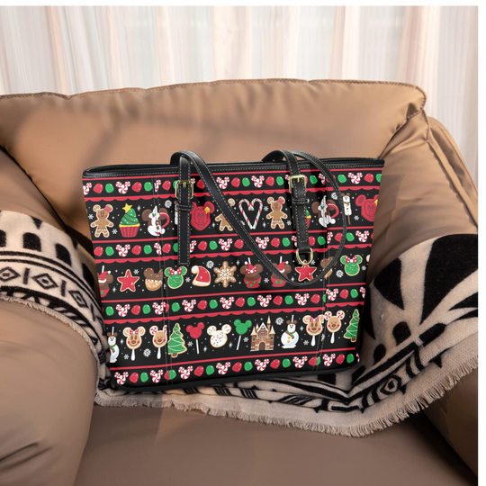 Christmas Treats Tote Bag, Disney Purse Leather Tote Bag