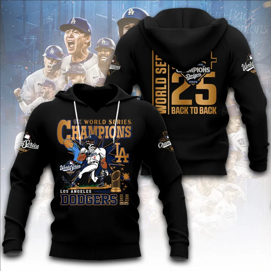 Discover LA Dodgers Back To Back World Series Champions 2025 Hoodie 3D