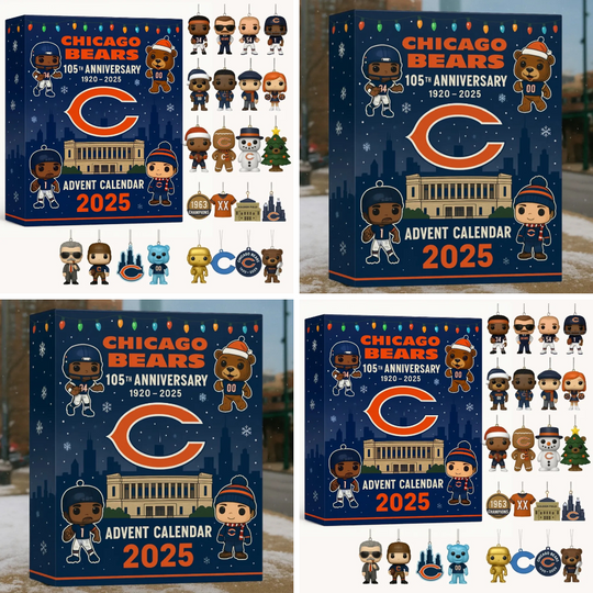 Discover Chicago Bears 2025 Advent Calendar - 105th Anniversary Christmas Decor & Gift, 2D Acrylic Decor