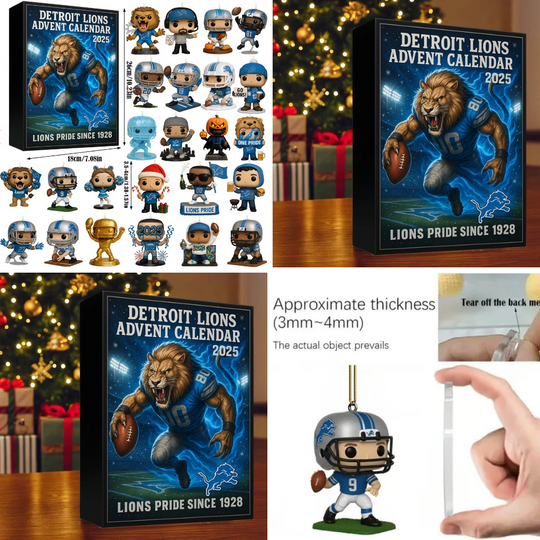Detroit Lions Advent Calendar 2025 Acrylic Blind Box for Home Decor, 2D Acrylic Decor