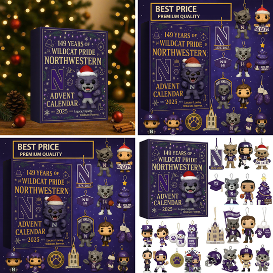 Northwestern Wildcats Acrylic Advent Calendar Blind Box, 2D Acrylic Decor