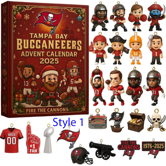 Tampa Bay Buccaneers Acrylic Advent Calendar 2025 49th Anniversary Christmas Gift, 2D Acrylic Decor