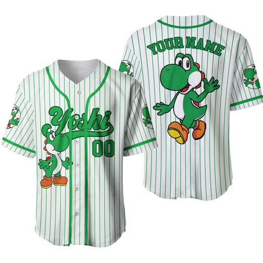 Personalized Super Mario Yoshi Baseball Jersey, Cute Birthday Gift, Mario Bros Matching