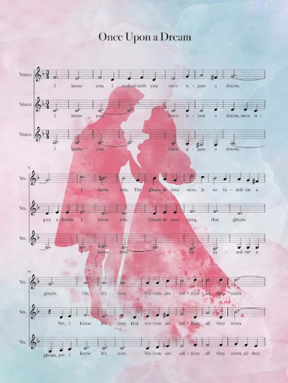 Sleeping Beauty Poster, Once Upon A Dream Sheet Music Painting
