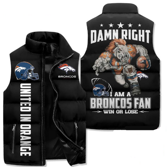 Denver Broncos Sporty Mascot Design Sleeveless Jacket
