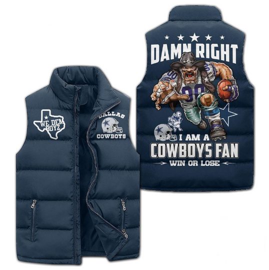 Dallas Cowboys Sporty Mascot Design Sleeveless Jacket