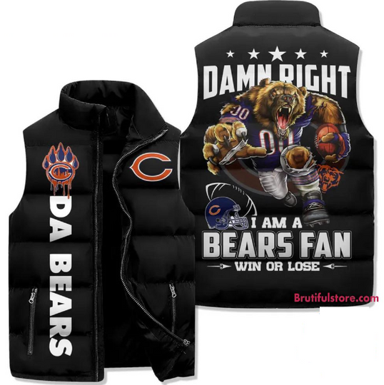 Chicago Bears Sporty Mascot Design Sleeveless Jacket