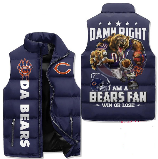 Chicago Bears Sporty Mascot Design Sleeveless Jacket