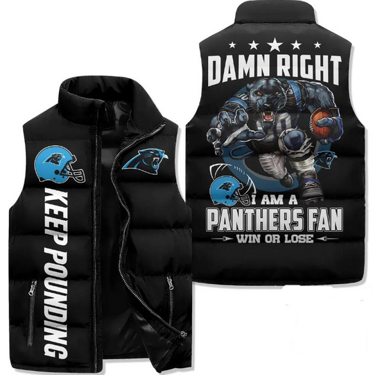 Carolina Panthers Sporty Mascot Design Sleeveless Jacket