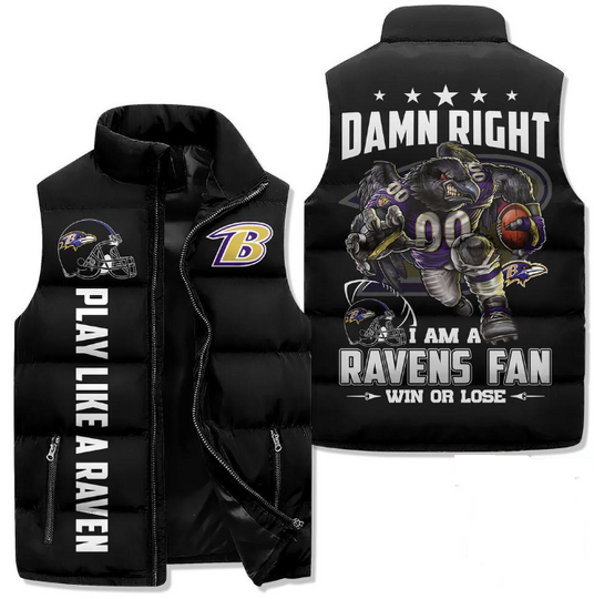 Baltimore Ravens Sporty Mascot Design Sleeveless Jacket