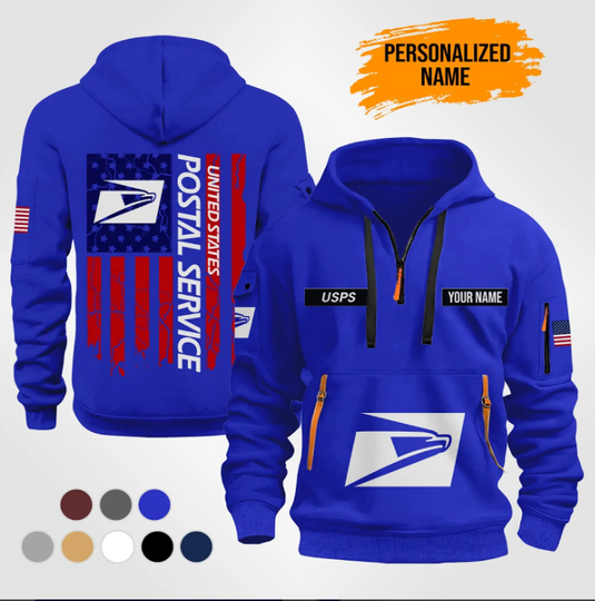 Discover Personalized Name Love Postal Workers Quarter Zip Hoodie