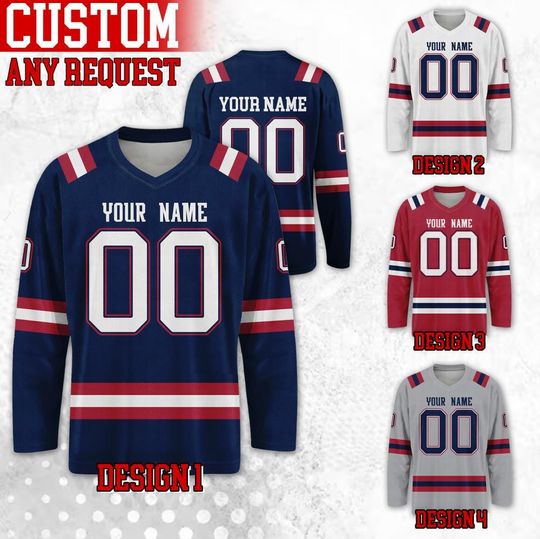 Discover Custom Famous New England Football Team Hockey Jersey, Custom Name Number Team Patriot Long Sleeve Jersey, Gift For Birthday