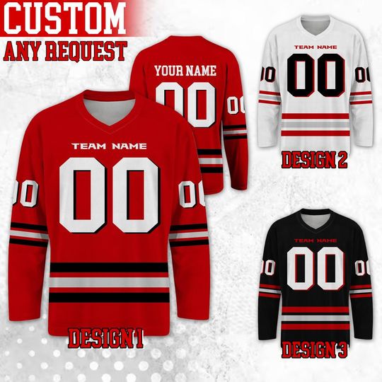 Discover Custom Famous Atlanta Football Team Hockey Jersey, Custom Name Number Team Falcon Football Long Sleeve Jersey, Gift For Birthday