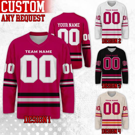 Discover Custom Famous Arizonna Football Team Hockey Jersey, Custom Name Number Team Cardinal Long Sleeve Jersey, Gift For Birthday