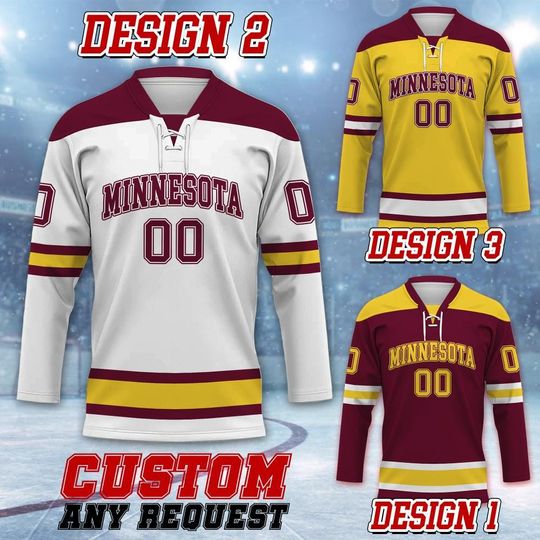Discover Custom Minnesota College Hockey Team Jersey Uniform, Team Minneapolis College Lace Hockey Jersey, Golden Gopher Gameday Hockey