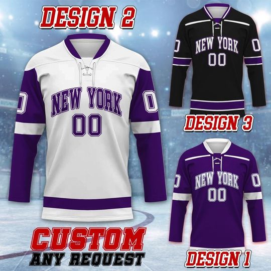 Discover Custom New York College Hockey Team Jersey Uniform, Team Lewiston College Lace Hockey Jersey, Eagle Gameday Hockey