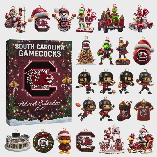 South Carolina Gamecocks Advent Calendar 2025  24 Team Collectibles & Ornaments, College Football Christmas Countdown Gift Box