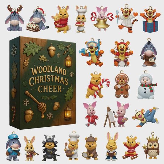 Discover Woodland Christmas Cheer Advent Calendar | Winnie and Friends Holiday Box Set | Cute Christmas Ornaments | Gift for Kids & Fans