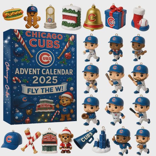 Discover Chicago Cubs Advent Calendar 2025 | MLB Baseball Christmas Box Set | 24 Cubs Ornaments & Mini Figures | Holiday Gift for Fans