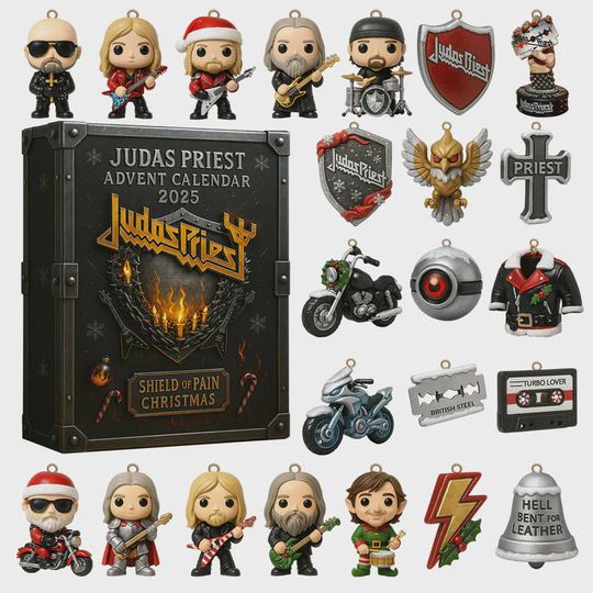 Discover Judas Priest Advent Calendar 2025 | Heavy Metal Christmas Box | Shield of Pain Collector Set | Gift for Rock & Music Fans