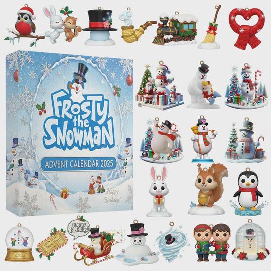 Frosty the Snowman Advent Calendar 2025 | Classic Christmas Box Set | 24 Cute Ornaments & Figures | Holiday Gift for Kids Fans