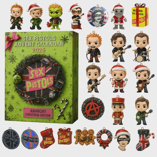 Discover sx Pistols Advent Calendar 2025 | Anarchy Christmas Edition | Punk Rock Collectible Box | 24 Ornaments & Gifts for Music Fans