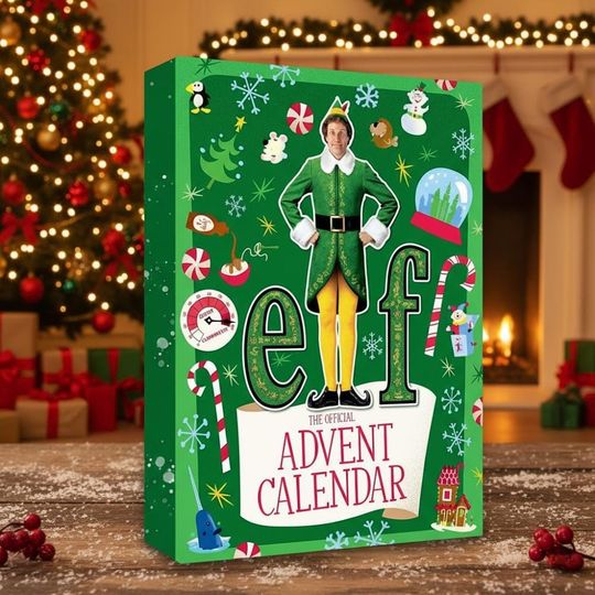 Discover Elf Advent Calendar 2025, Funny Christmas Countdown Box, Holiday Movie Collectible Ornaments Gift Set