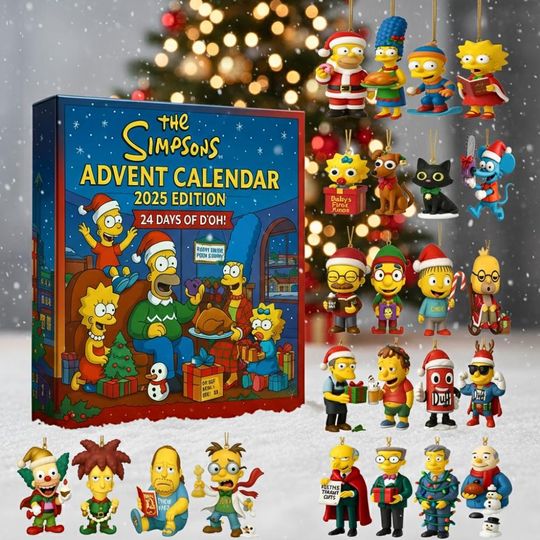 The Simpsons Advent Calendar 2025, Funny Christmas Countdown, Cartoon Collectible Gift Box, 24 Surprise Figures
