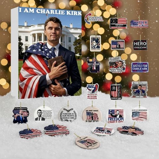 Discover Charlie Kirk Patriotic Advent Calendar 2025, Freedom Holiday Countdown Box, Memorial Ornament Set, USA Flag Christmas Gift