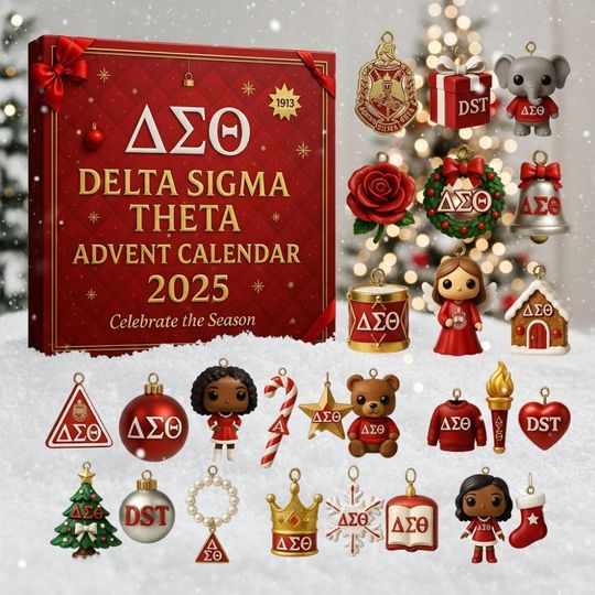 Delta Sigma Theta Advent Calendar 2025, Sorority Sisterhood Holiday Countdown Box, Greek Ornament Gift Set