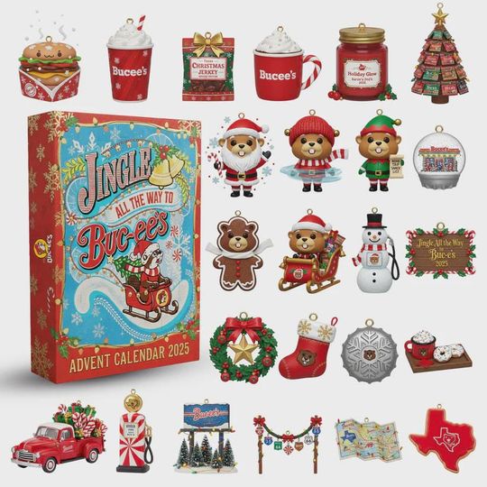 Discover Buc-ees Advent Calendar 2025 | Jingle All the Way Christmas Box | 24 Texas-Inspired Surprises | Holiday Gift for Buc-ees Fans