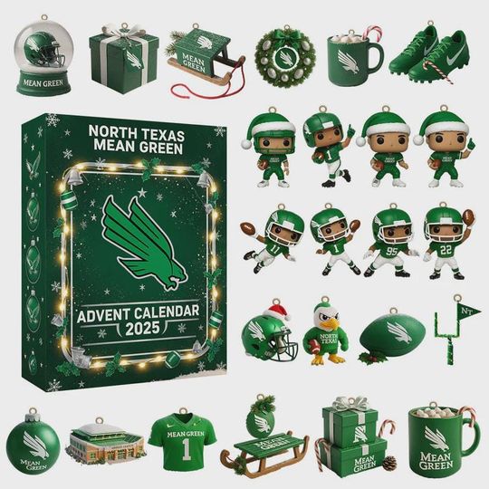 North Texas Mean Green Advent Calendar 2025 | College Football Christmas Box | 24 Team Spirit Surprises | UNT Fan Gift Idea