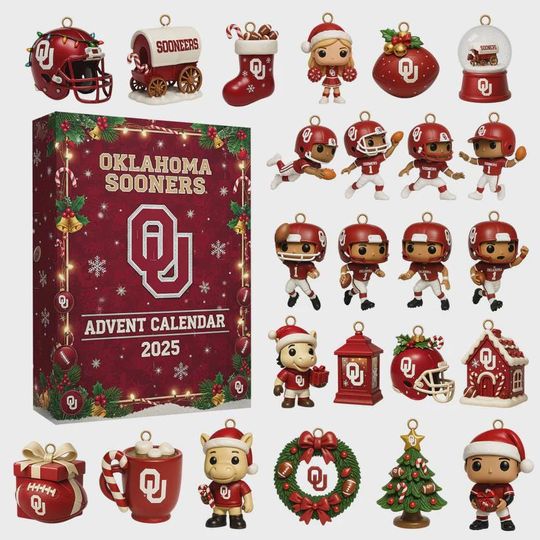Oklahoma Sooners Advent Calendar 2025 | College Football Christmas Countdown | 24 Holiday Gifts for OU Fans