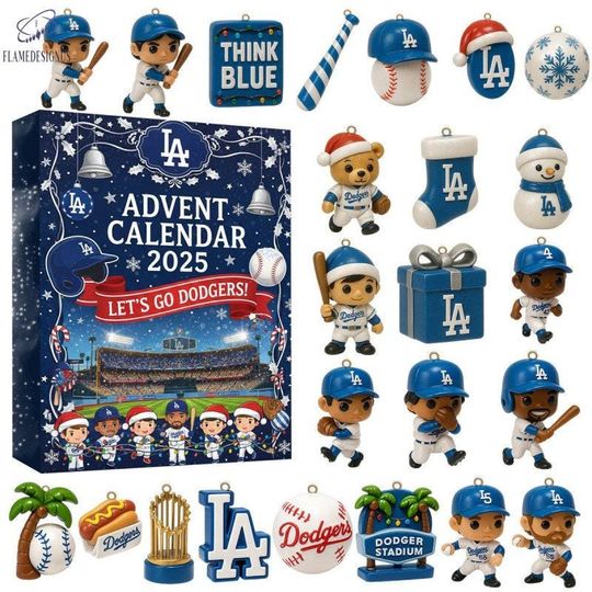Discover Los Angeles Dodgers Lets Go Dodgers Advent Calendar 2025, Christmas Countdown Advent Calendar Gift Box With 24 Acrylic Ornaments