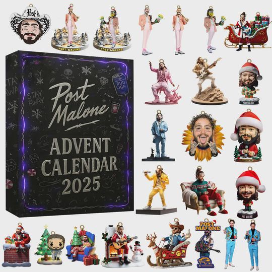 Discover Post Malone Christmas Ornaments 2025  4 Unique Holiday Decorations, Funny Music Gift, Santa & Sunflower Collectible Tree Set