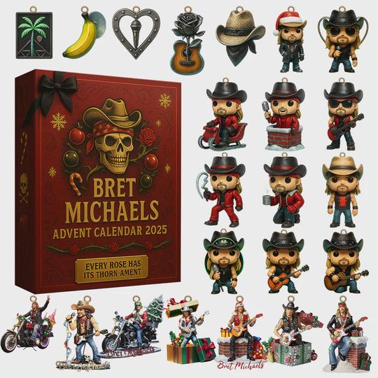 Discover Bret Michaels Advent Calendar 2025 | Glam Rock Christmas Box | 24 Collectible Ornaments  Every Rose Has Its Thorn-ament