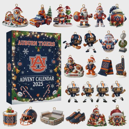 Auburn Tigers Advent Calendar 2025 | College Football Christmas Countdown | 24 Festive Surprises | Gift for Auburn Fans & Alumni