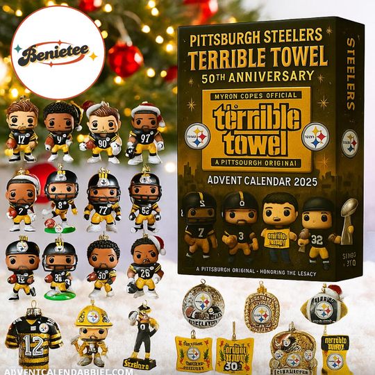 Discover The Pittsburgh Steeler Terrible Towel Advent Calendar, Christmas Countdown Advent Calendar Gift Box With 24 Acrylic Ornaments
