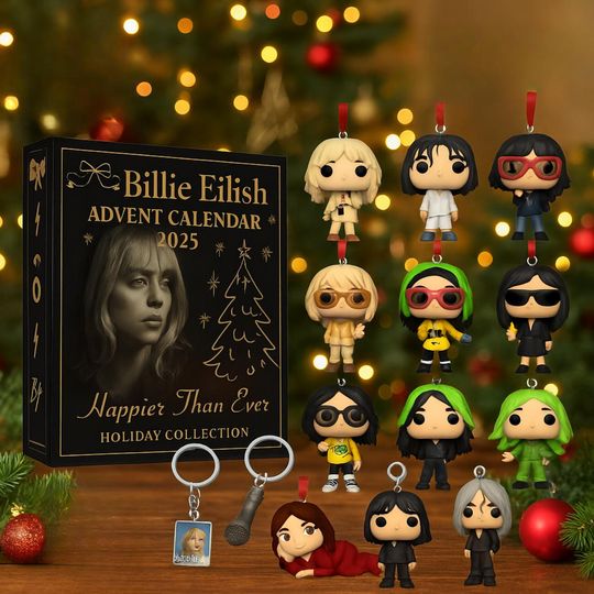 Discover Billie Eilish Advent Calendar 2025, Christmas Countdown Advent Calendar Gift Box With 24 Acrylic Ornaments