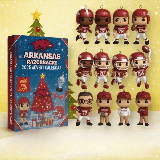 Discover Arkansas Razorbacks Advent Calendar 2025, Christmas Countdown Advent Calendar Gift Box With 24 Acrylic Ornaments