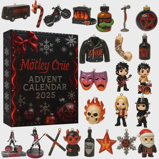 Discover Mtley Cre Inspired Advent Calendar 2025  Rock Band Holiday Countdown Box, 24 Mini Collectibles for Music Fans & Christmas Gifts