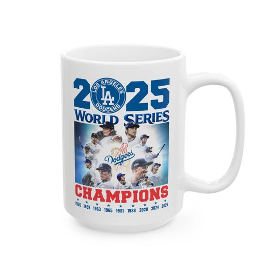 Discover Ceramic Mug - 25 World Series Champions 11oz & 15oz | Perfect Gift for Baseball Fans, Sports Collectors, Celebrations Los Doyers